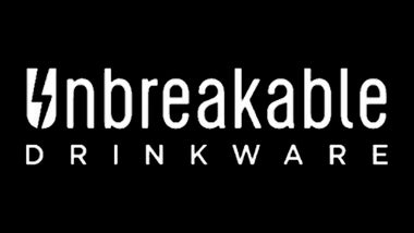 Unbreakable Drinkware logo on a black background