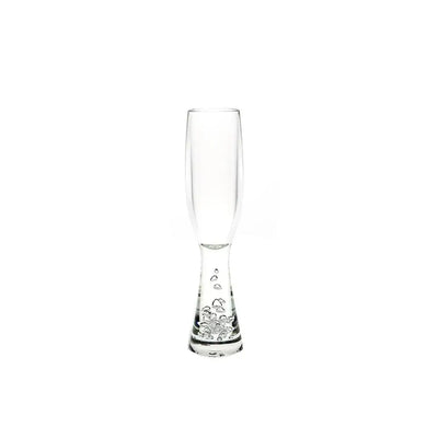 D Still Unbreakable Champagne Flute W/Bubble Base Polycarbonate 180ml: Pack of 4 Stemware