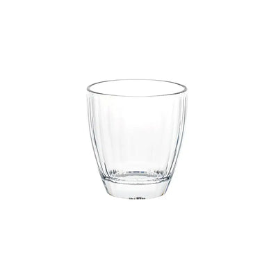 A clear polycarbonate tumbler glass.