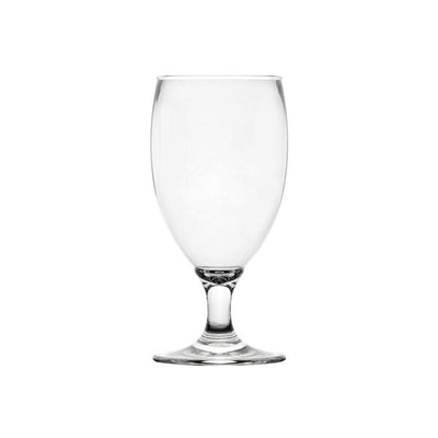 Polycarbonate 500mL Belgian-style beer glass with thick stem, wide base, and tapered bowl – Unbreakable Drinkware.