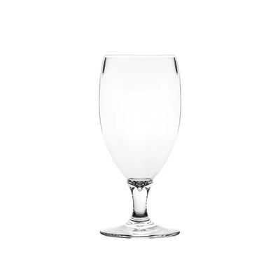 Polycarbonate 310mL Belgian-style beer glass with thick stem, wide base, and tapered bowl – Unbreakable Drinkware.