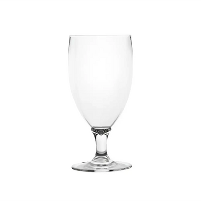 Polycarbonate 425mL Belgian-style beer glass with thick stem, wide base, and tapered bowl – Unbreakable Drinkware.