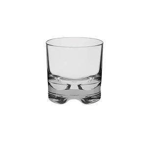 Clear glass tumbler on a white background