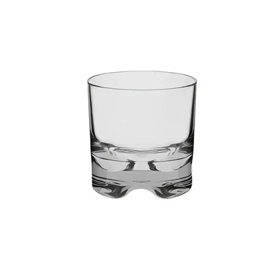 Clear glass tumbler on a white background