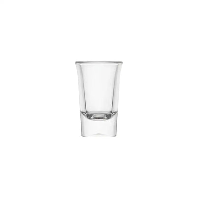 30mL polycarbonate Shot glass with flared rim and weighted base for stability – ideal for spirits and mixed shots- Unbreakable drinkware.