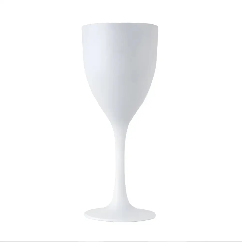 Vino Blanco 250mL polycarbonate wine glass with generous bowl, reinforced stem, broad base—perfect for restaurants, bars, events, and outdoor use. -Unbreakable Drinkware